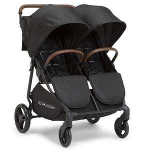Delta Children Cruzer Double Stroller  Lightweight Side by Side with Reclining Seats, Extendable Canopies and Flat Fold, Black