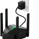 NPET AC1200 WiFi Extender Dual Band, 1200Mbps Wireless Signal Booster for Home, 7000 Sq.ft Coverage, 32 Devices, USB-C & 2 Ethernet Ports, Black