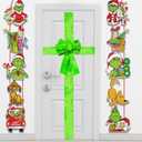 Christmas Cabinet Bows, Green Furry Ribbons, Holiday Door Decorations, Xmas Party Supplies (4, Green Fur)