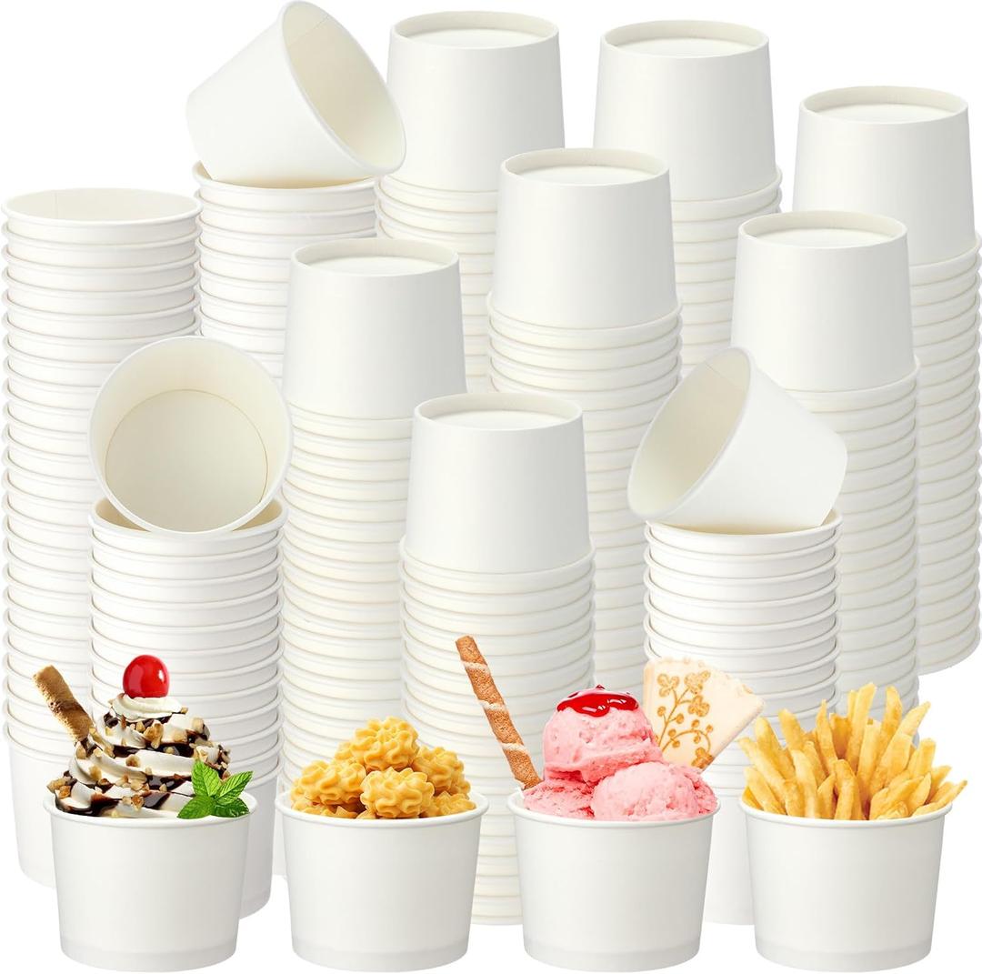 Honeydak 600 Pack 150 Ml/ 5 oz Ice Cream Cups Bulk, Classic, White