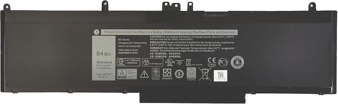 11.4V 7600mAh 84Wh WJ5R2 4F5YV 0G6LC G9G1H 04F5YV 0G9G1H K1G3K Laptop Battery Compatible with Dell Precision 3510 M3510 Latitude 5570 E5570