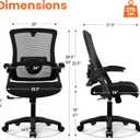 NEO CHAIR Office Desk Gaming Chair Computer High Back Mesh Seat with Rolling Wheels Ergonomic Adjustable Comfy Flip-up Armrests Lumbar Support Height for Home (Black)
