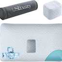 Ear Piercing Pillow with Foam Plug for Side Sleepers-Ear Pillow with Off Center and 5.1"X3.2" Large Ear Hole for Ear Pain/CNH, Soft CertiPUR-US Memory Foam, Cooling Removable Cover, Travel 22"X13"X4''