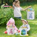 Honeydak 6 PCS Easter Eggs Hunt Basket for Kids Bunny Canvas Rabbit Tote Carry Bucket Bags(Color 6,Mixed Easter Egg Bunny)