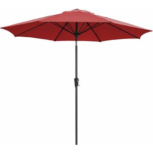 JEAREY 9FT Outdoor Patio Umbrella,Market Table Umbrella with 8 Fiberglass Ribs, Pool Umbrella with Tilt and Crank, UV Protection Lightweight & Wind-Resistant for Lawn, Garden, Deck and Backyard, Red