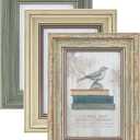 XUANLUO 3 Pack 4x6 Inch Picture Frames Farmhouse Rustic Vintage Distressed Wood Grain Photo Frame with HD plastic cover for Table Top Display and Wall Hanging (Mix Color-3pcs)