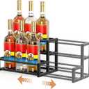 Expandable Coffee Syrup Organizer, Heavy Duty Syrup Rack Enlarged 6-12 Bottles Syrup Holder for Coffee Bar Accessories, Width Adjustable Space-Saving Storage Coffee Rack for Syrup, Liquor, Dressing