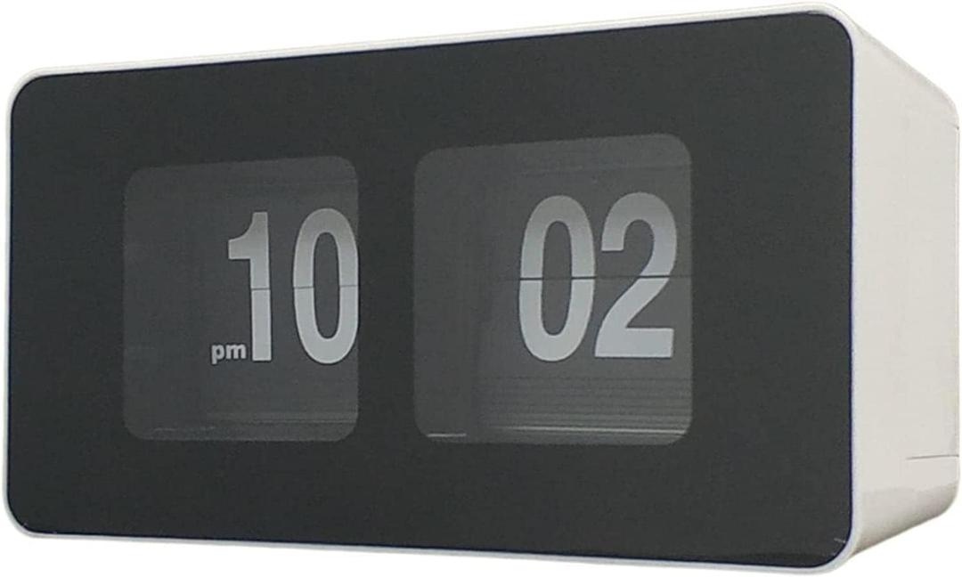 Flip Clock Digital Desk Clock for Bedrooms Retro Vintage Clock (Black+ White)