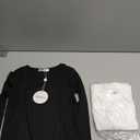 Arshiner Girls Long Sleeve Ribbed Knit 2 Packs Black and White Tops for Kids Slim Fit Girls Base Layer Shirts Crewneck Casual Kids Undershirt Size 8 Years