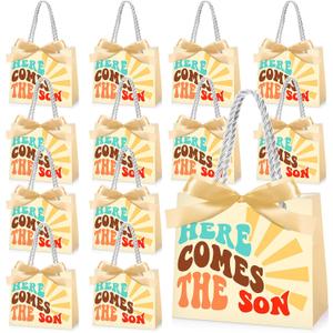 Frienda 25 Pcs Baby Shower Party Favor for Guests Baby Shower Gifts Bag with Handles Goodie Bags for Newborn Gender Reveal Supplies(Son)