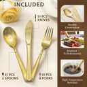 153 Pack Gold Plastic Silverware - Heavy Duty Gold Silverware Set - 51 Forks, 51 Knives, 51 Spoons Plastic Cutlery Disposable Utensils Set for Holiday Party Dinner Wedding Gathering