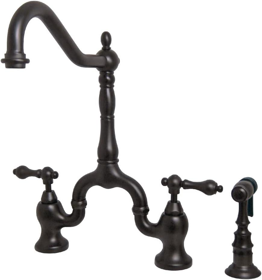Kingston Brass KS7755ALBS English Country Bridge Kitchen Faucet, Oil-Rubbed Bronze, 8 x 8.25 x 14.5