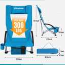 KingCamp Low Beach Chair, High Back Folding Camping Chair for Adults, Oversized Breathable Mesh Seat, 300lbs Heavy Duty Portable Chair with Cup Holder & Storage Pockets for Beach, Outdoor