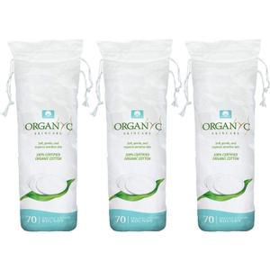Organyc 100% Organic Cotton Rounds - Biodegradable Cotton, Chemical Free, For Sensitive Skin (210count) - Daily Cosmetics Beauty and Personal Care (70 Count (Pack of 3))