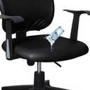 lygooh Waterproof Seat Covers Stretchable Desk Chair Cover Leather Computer Chair Slipcover Removable Washable Rotating Chair Covers for Rotating Office Chair Seat (Black, Chair Seat Cover)