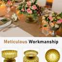 2 Pcs Gold Vases for Centerpieces, Vintage Compote Bowl Vases for Wedding Centerpieces, Small Gold Metal Pedestal Urn Vase for Party Event Home Office Decor (2)