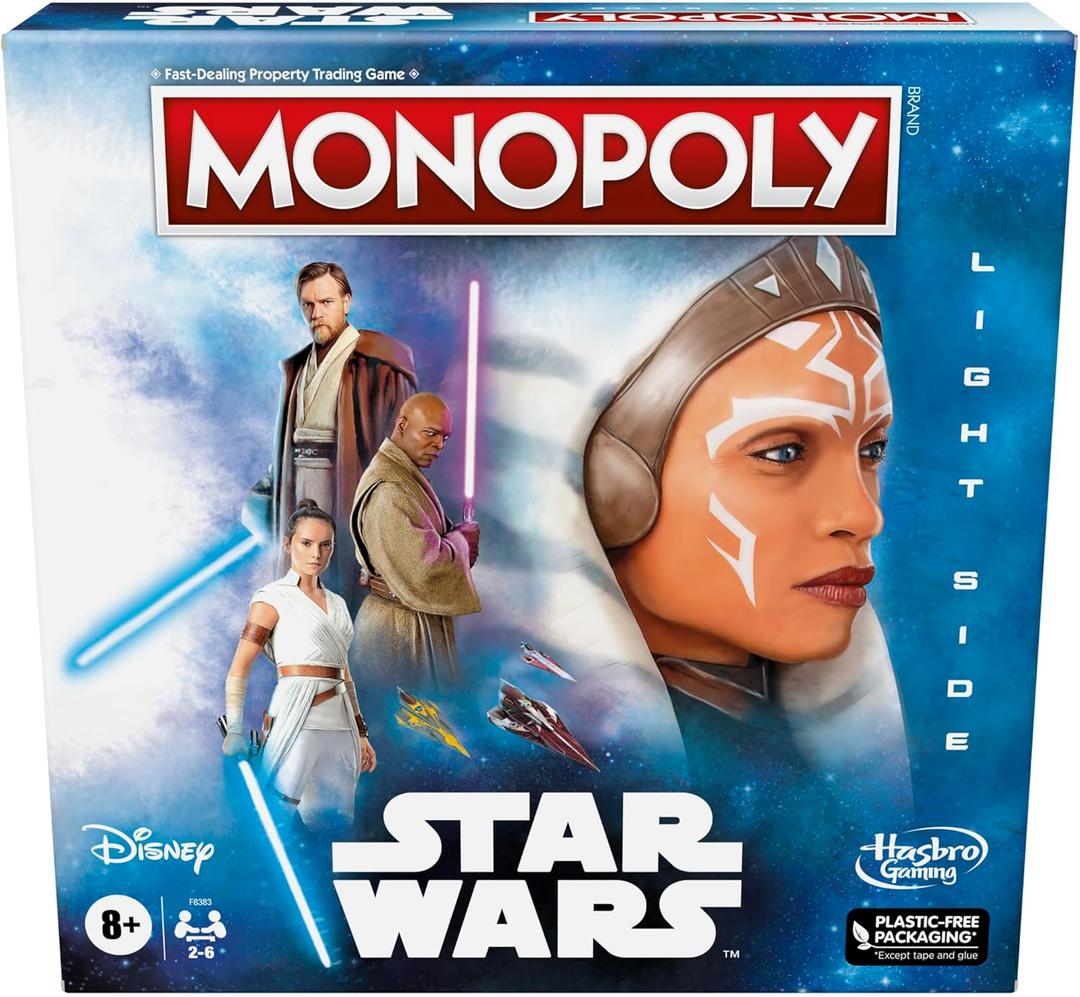 Monopoly Hasbro Gaming Star Wars Light Side Edition Board Game for Families and Kids Ages 8 and Up, Star Wars Jedi Game for 2-6 Players, Medium