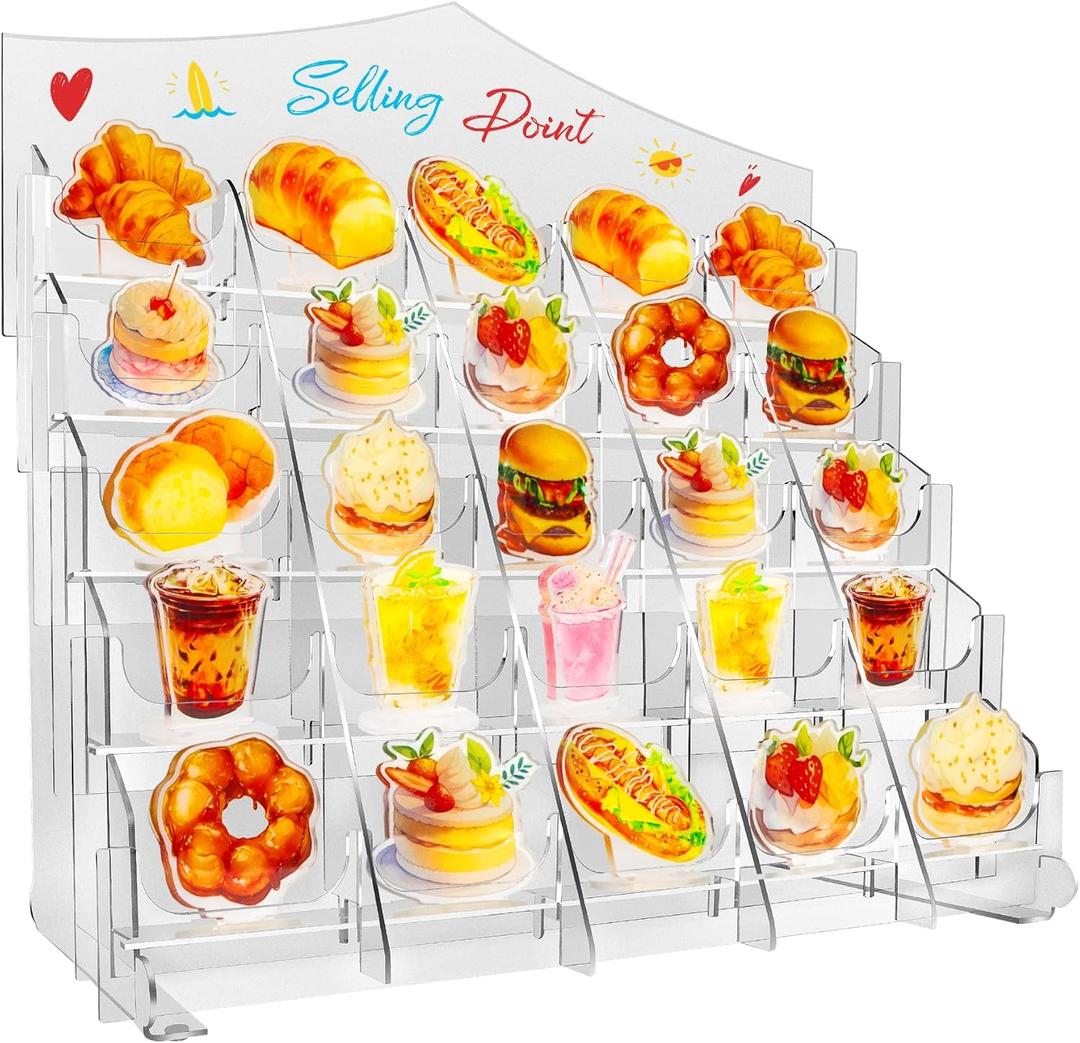 Acrylic Sticker Display Stand, Sticker Holder Display for Vendor Events, Brochure Holder with Customizable Space for Big cards, Designed for Small Business Supplier Events and Trade Shows-Large