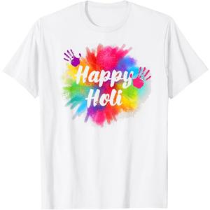 Happy Holi T Shirt for Women Men Kids Color India Hindu Gift TShirt Size L