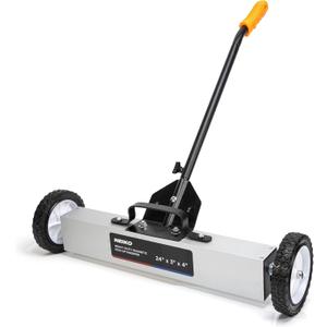 NEIKO 53416A 24 Rolling Magnetic Sweeper with Wheels, 50 Pound Capacity, Adjustable Handle & Floor Magnet Clearance Height, Metal Pick Up and Nail Magnet, Floor Sweeper for Construction, Shop, Etc.