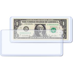 50 Pack Dollar Bill Sleeves, Clear PVC Currency Holders Transparent Bill Display Protectors for Regular Bills Cash Money Banknotes and Stamps, 6.8 x 2.9 Inch