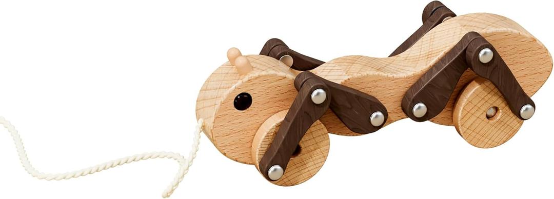 Montessori Pull-Along Walking Toys, Wooden Pull Toddler Toy for Baby, Wooden Pull & Push Toy with Mechanical Legs