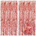 KatchOn XtraLarge Wavy Rose Gold Fringe Backdrop - 3.2x6.5 Feet Pack of 2 | Wine Bachelorette Party Decorations | Birthday Decorations for Women