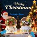 Christmas Snow Globe Ceramic Base LED Light Musical Gingerbread Man House Snowflakes (Beige)