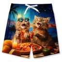 Young Boys Pizza Cats Swimming Trunks Summer Beach Board Shorts with Mesh UPF50+ Quick Dry Swimming Wear Swimsuit Size 11-12T