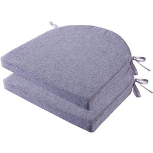 18 x 18 Inch Chair Pads for Dining Chairs Set of 2 with Ties Non Slip Washable Seat Cushion with Zipper Indoor Round Back Chair Cushions for Kitchen, Mid Grey