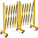 Expandable Barricade Gate 11FT, Metal Folding Security Barrier with 6 Brake Wheels & 270 Adjustment, Versatile Portable Mobile Gate for Construction, Events, Traffic Control (Yellow & Black)