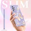 2 x Clear Case Compatible with Samsung Galaxy A53 5G, Cute Butterfly Print Protective Cover for Girls Women, Slim Soft TPU Four Corners Shockproof Case for Samsung A53 - Light Pink Butterfly