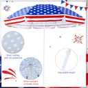 7.9ft 4th of July Patriotic Beach Umbrella Large American Flag Heavy Duty Wind Grade Red Blue White Umbrella UV 50+ for Patio Outdoor Independence Day