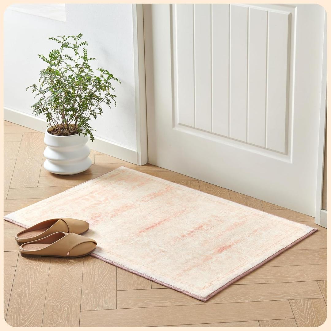 Istana 2x3 Area Rug - Pink Boho Rugs for Living Room 2x3 - Foldable Small Rugs for Bedroom - Stain Resistant Washable Rug Non Slip - Eco-Friendly Area Rugs Indoor