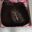 Ms Taj 18 Inch Hair Topper with Clip in Bangs, Synthetic Fluffy 4"x5" Layered Straight Toppers for Women, 360° 3D Cover Bangs Hairpiece for Thinning Hair(Dark Brown)