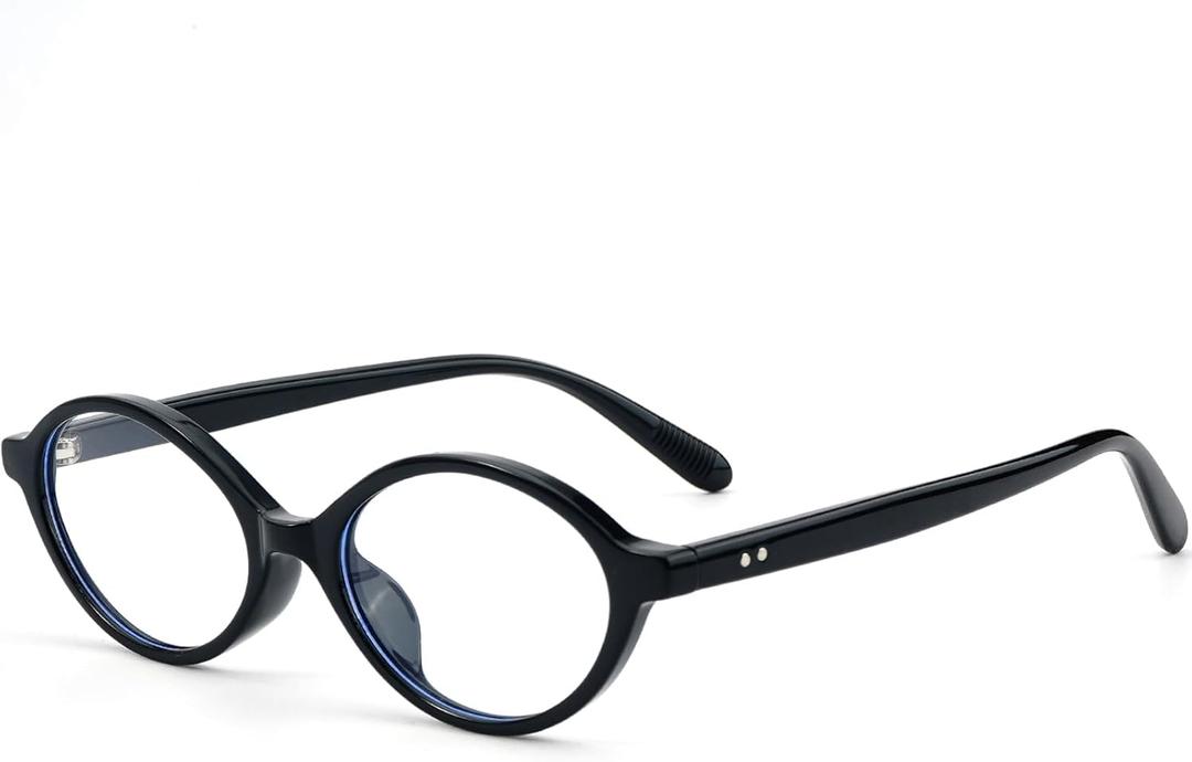 AIEYEZO Small Oval Blue Light Glasses for Women Fashion Retro TR90 Oval Frames Computer Screen Glasses (Black)