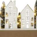 Christmas Decorations for Home Led Lighted Christmas Tree Decor with Timer Wooden Merry Christmas Sign Rustic Farmhouse Tabletop Block Xmas Holiday Signs Indoor Room Party