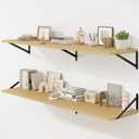 Fun Memories Floating Shelves for Wall, 12 Inch Deep Floating Shelves Set of 2, 55W x 12D Large Wall Shelf with Sturdy Metal Brackets for Living Room, Bathroom, Bedroom and Kitchen, Oak