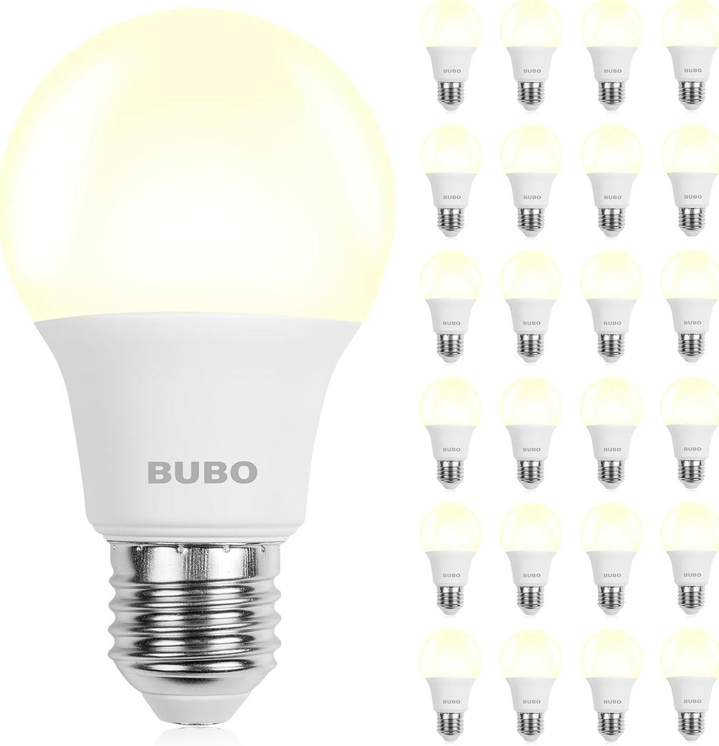 BUBO A19 LED Light Bulbs, 40 Watt Equivalent LED Bulbs, Natural White 3500K, 550 Lumens, E26 Standard Base, Non-Dimmable, 5W Natural White LED Bulbs for Bedroom Living Room Home Office, 24 Pack