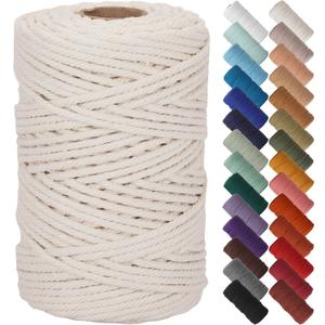 NOANTA Natural Macrame Cord 6mm x 109Yards, Beige Macrame Rope, Cotton Cord for Wall Hanging, Plant Hangers, Christmas Crafts, Knitting