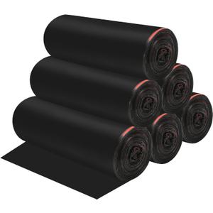 4 Gallon Drawstring Garbage Bags, Drawstring Trash Bags, Trash Bags for Office,Bathroom, Kitchen,Bedroom,6rolls/120 Counts(Black)