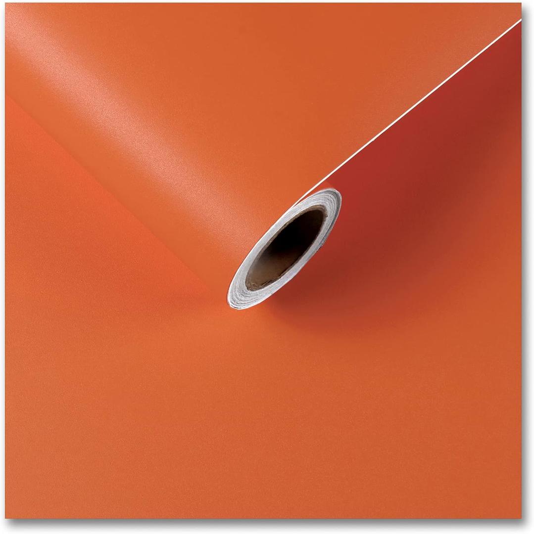 CRE8TIVE Orange Wallpaper Stick and Peel Orange Contact Paper Self Adhesive Waterproof Removable Vinyl Wall Covering Solid Color Stick on Wallpaper for Bedroom Living Room Countertops Cabinet 12"x354"