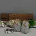 Rustic Wall Sconces Mason Jar Sconces Handmade Wall Art Hanging Design with Remote Control LED Fairy Lights and White Peony,Christmas Decor Gift Farmhouse Wall Home Decor Living Room Lights Set of Two (Peony+brown Board)