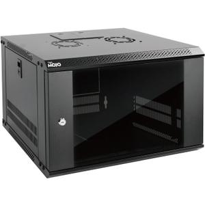 Tecmojo 6U Wall Mount Server Cabinet IT Network Rack Enclosure Lockable Door and Side Panels Black, Cooling Fan, Standard Glass Door, 450mm Depth, for 19 IT Equipment, A/V Devices