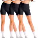 3 Pack Girls 4'' High Waisted Black Biker Shorts, Athletic Running Yoga Shorts for Kids Teen (Large)