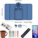 Sofa Cup Holder,Armrest Tray - Multifunctional Silicone Drink Organizer, Anti-Spill & Anti-Slip, Large Armrest Tray with Built-in Beverage Holder,Side Pockets,Blue