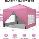 GDY 10x10FT Pop-Up Canopy Tent — with 4-Side Walls & Vented Top, Portable Outdoor Event Tent for Garden, Poolside, Parks, Parties,Camping, Pink.