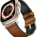 Compatible with Apple Watch Band 49mm 46mm 45mm 44mm 42mm, Mifa Leather Silicone Hybrid iWatch bands for Men Women, Replacement Loop Vintage Sports iWatch Strap for Series Ultra 2 1 10 9 8 7 6 5 SE