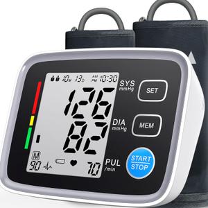 Upper Arm Blood Pressure Monitor for Home Use 2 Cuff Sizes, 9-17'' & 13-21''Extra Large BP Cuff Automatic Digital Blood Pressure Machine 2 Users 180 Memories USB Cable 4 AA Batteries