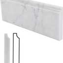 Lovdeco 4 PCS Carrara Marble Baseboard for Kitchen Bathroom Floor Shower, White Marble Trim Molding Polished, 4.5 X 12 inch